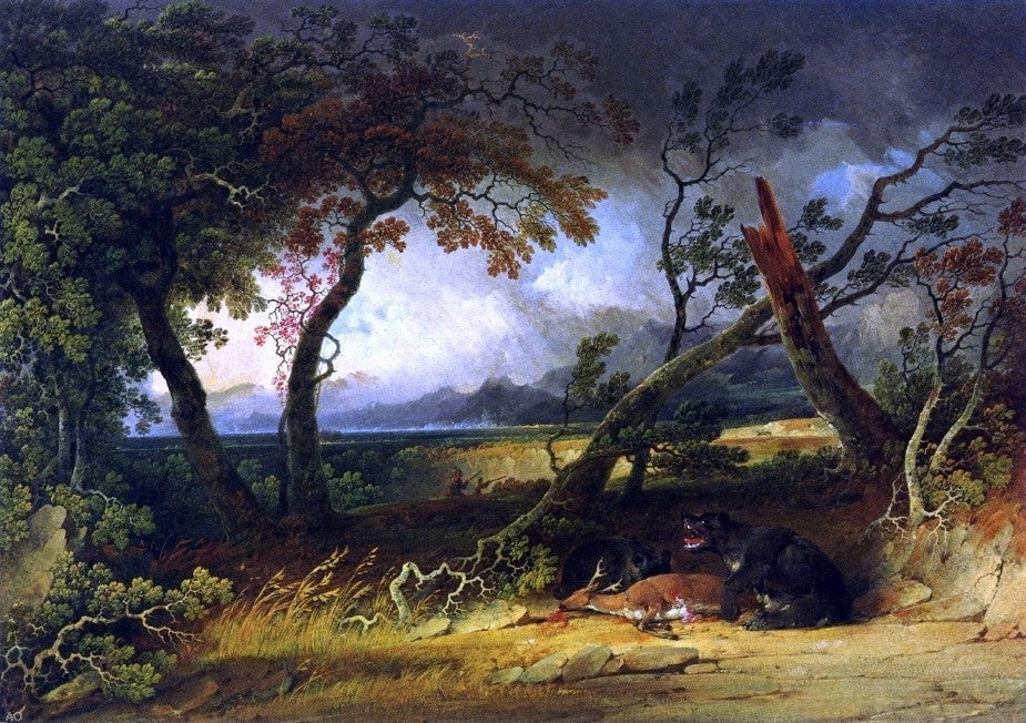 Joshua Shaw Indians Stalking Deer (also known as Bears Feast) Wrapped Canvas