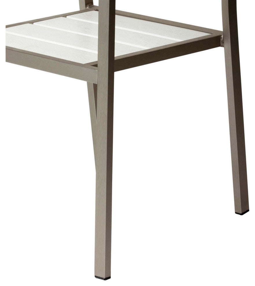Benzara BM287840 4 Piece Armchairs and 2 Side Chairs Set, Silver Aluminum Frame