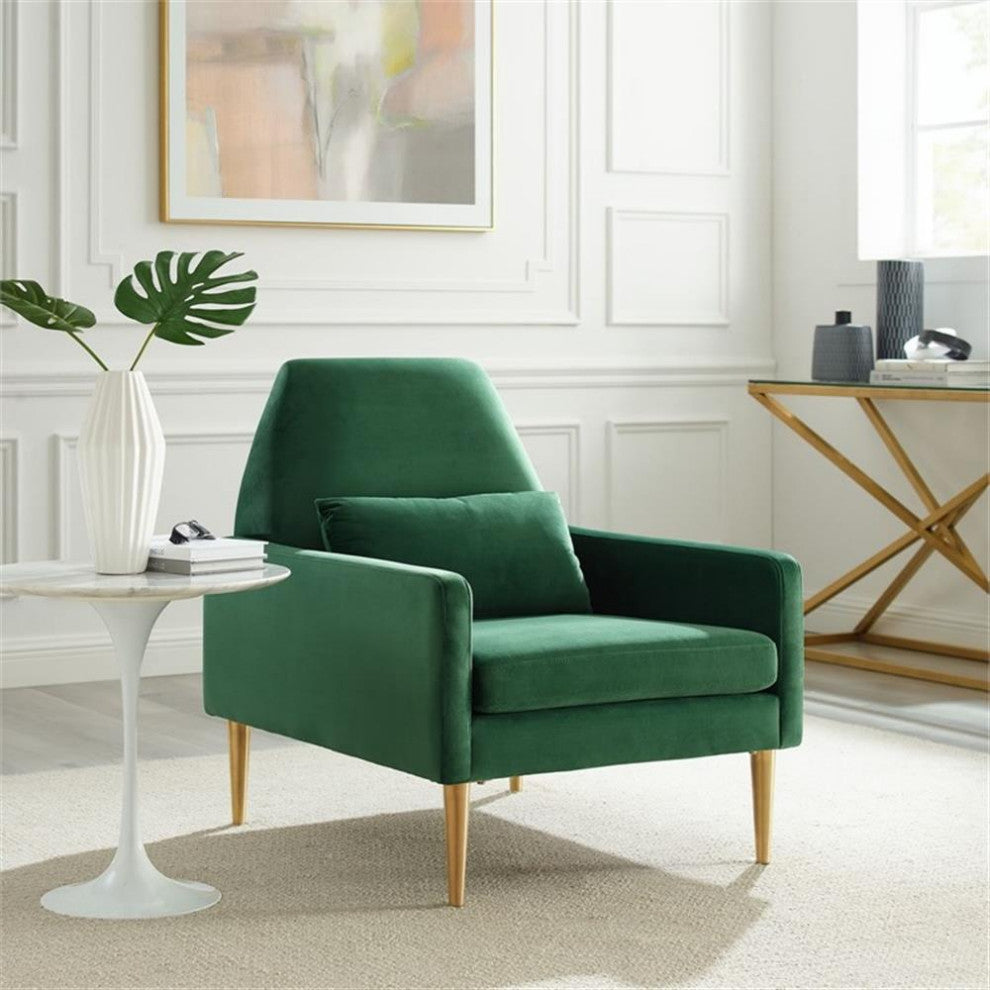 Liliana Performance Velvet Armchair, Emerald
