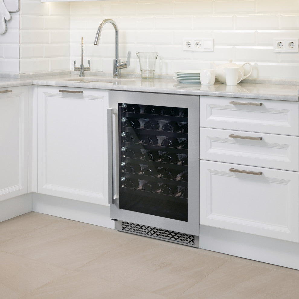 Cosmo 48 bottle, Single Zone, Freestanding Wine Cooler Refrigerator Compressor