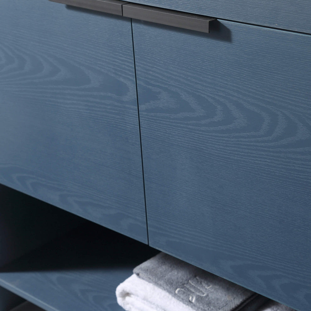 Phoenix Bath Vanity With Ceramic Sink - Full Assembly Required, Navy Blue, 36 Inch