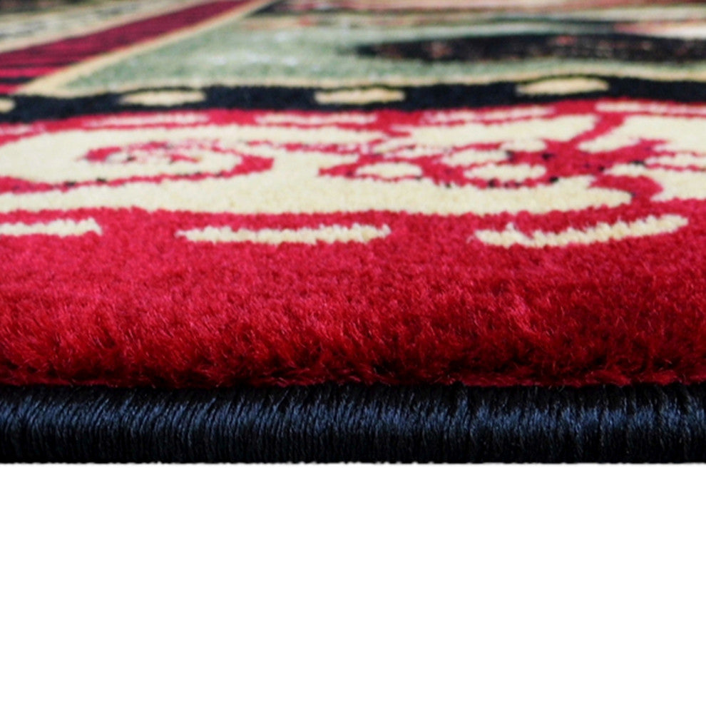 Angie Collection Rectangle 5' x 7' Red Rooster Themed Area Rug