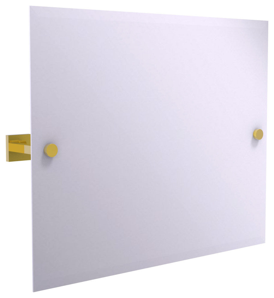 Montero Contemporary Frameless Landscape Beveled Tilt Mirror, Polished Brass