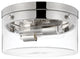 Intersection Medium Flush Mount Fixture, Polished Nickel With Clear Glass