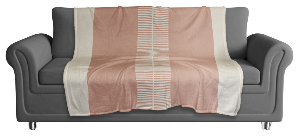 Peach Stripes Blanket 50x60 Coral Fleece Blanket