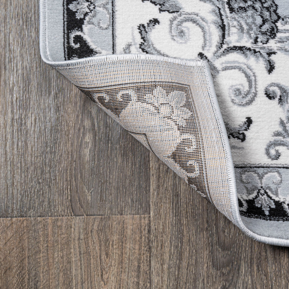 Acanthus French Border, Light Gray/Cream, 2x10