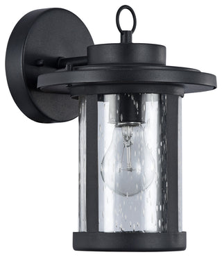 VAXCEL, Transitional 1 Light Textured Black Outdoor Wall Sconce, 10" Height
