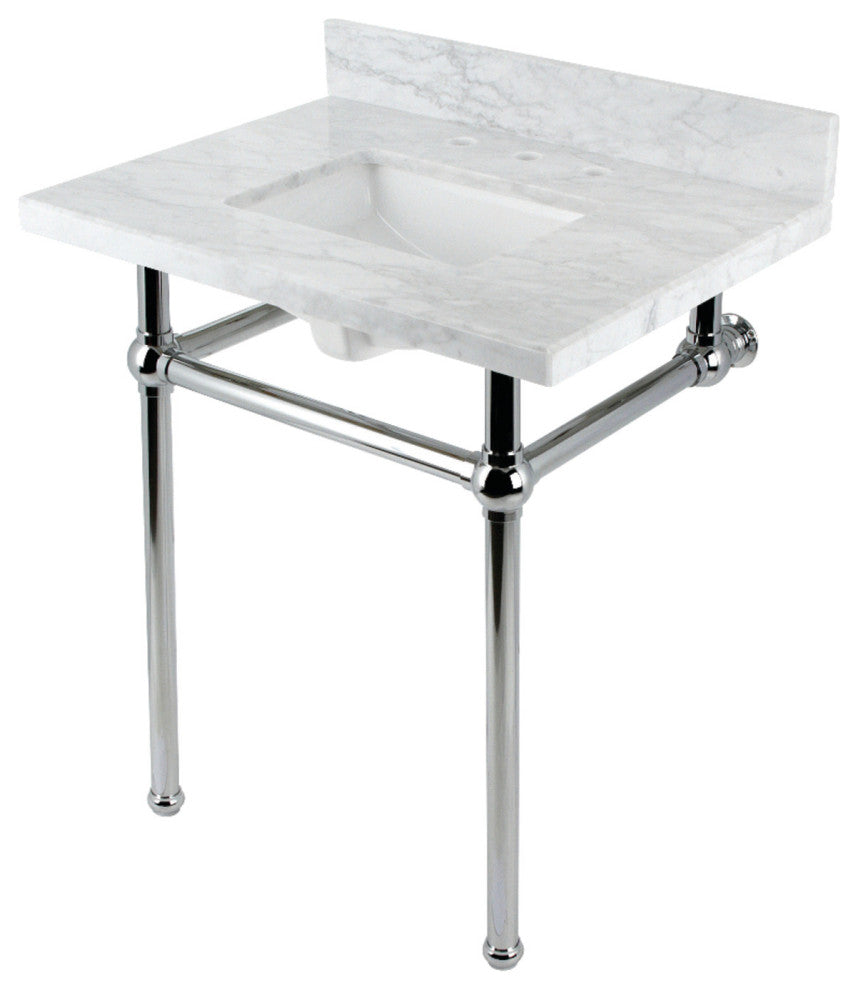KVBH3022M8SQ1 30" Console Sink with Brass Legs (8-Inch, 3 Hole)