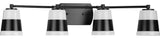 Haven Collection Four-Light Matte Black Opal Glass Luxe Industrial Bath Light