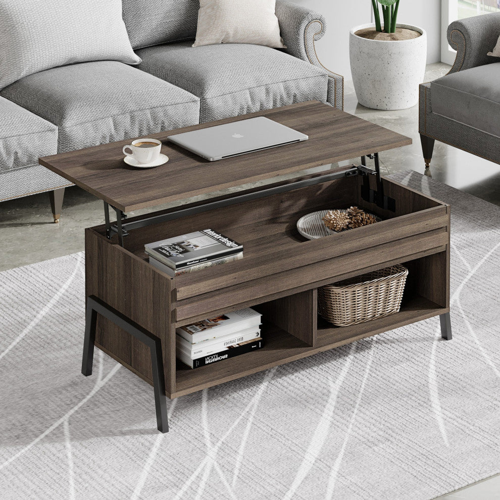 Brown Wooden Coffee Table With Lift Top