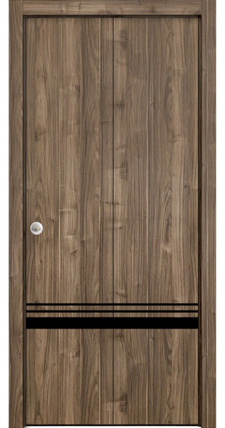 Bi-fold Doors 64 x 84 | Planum 0012 Walnut with  | Sturdy Tracks
