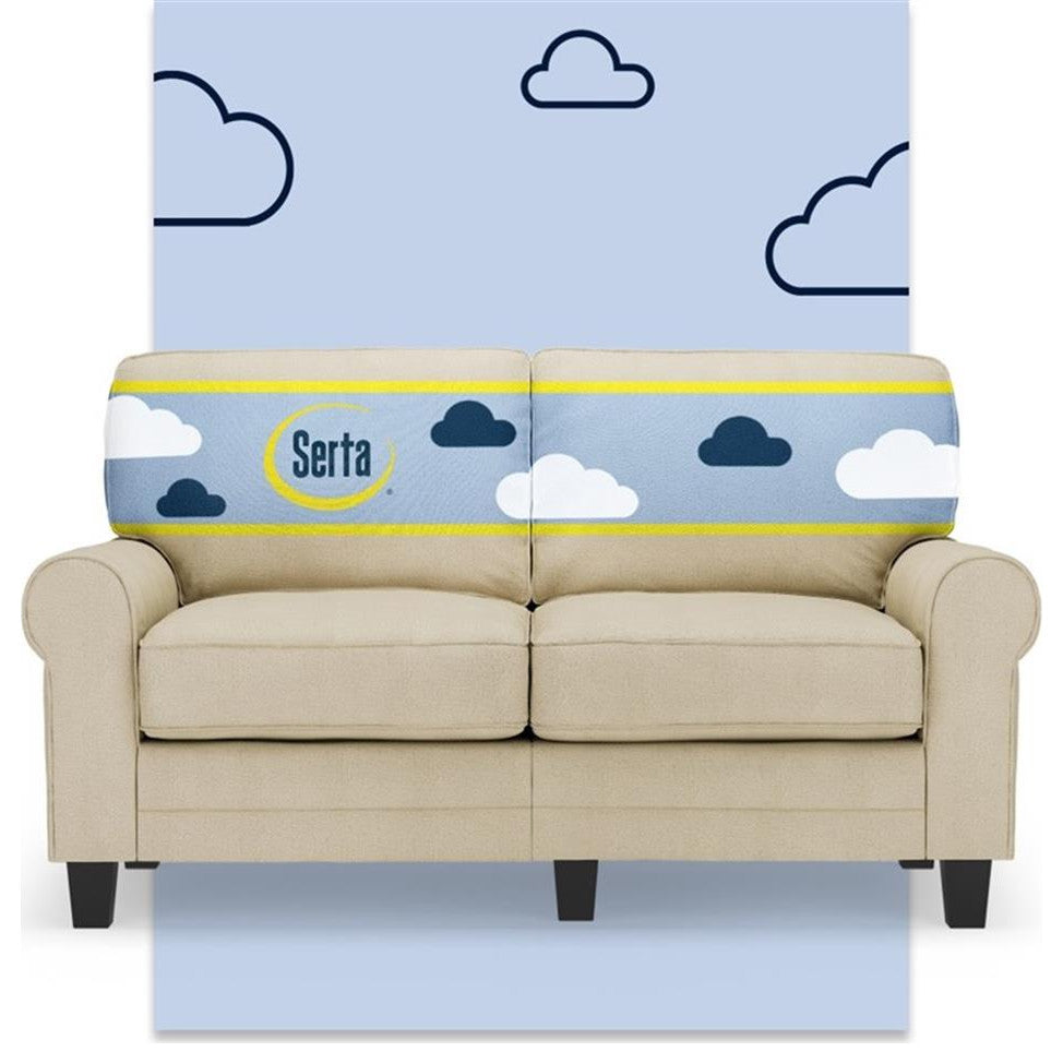 Serta Copenhagen 61" Rolled Arm Loveseat Sofa with Removable Covers Tan