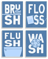 Fun Flush and Floss Bathroom Hygiene Chores Dynamic Text , 4pc, each 13 x 19