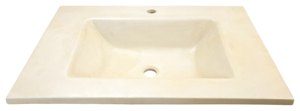 31" Single Concrete Rectangular Sink Top with Rectangle Sink, Cream