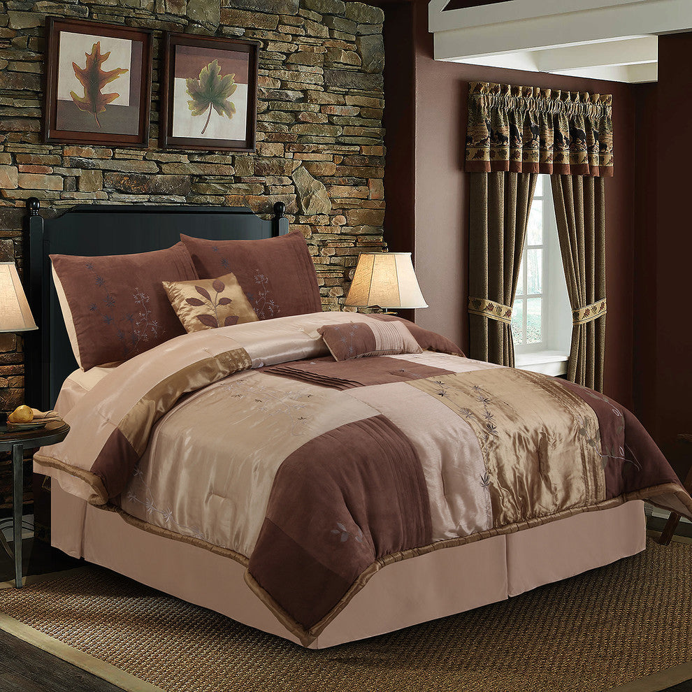 Back to Nature Comforter Set, Mocha, Twin, 6-Pc