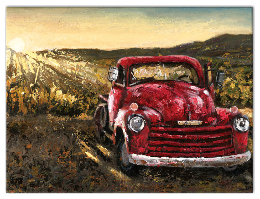 Vintage Sunset Truck 18x24 Canvas Wall Art