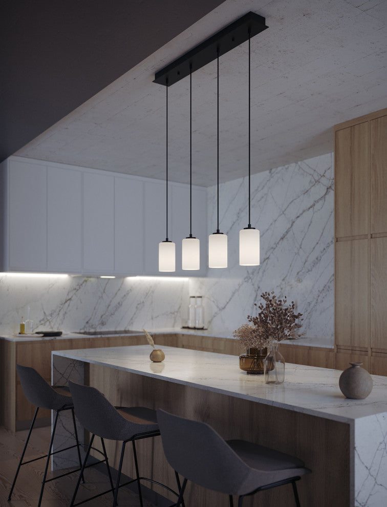 Leo 4-Light Linear Pendant, 120V, 60W, Black