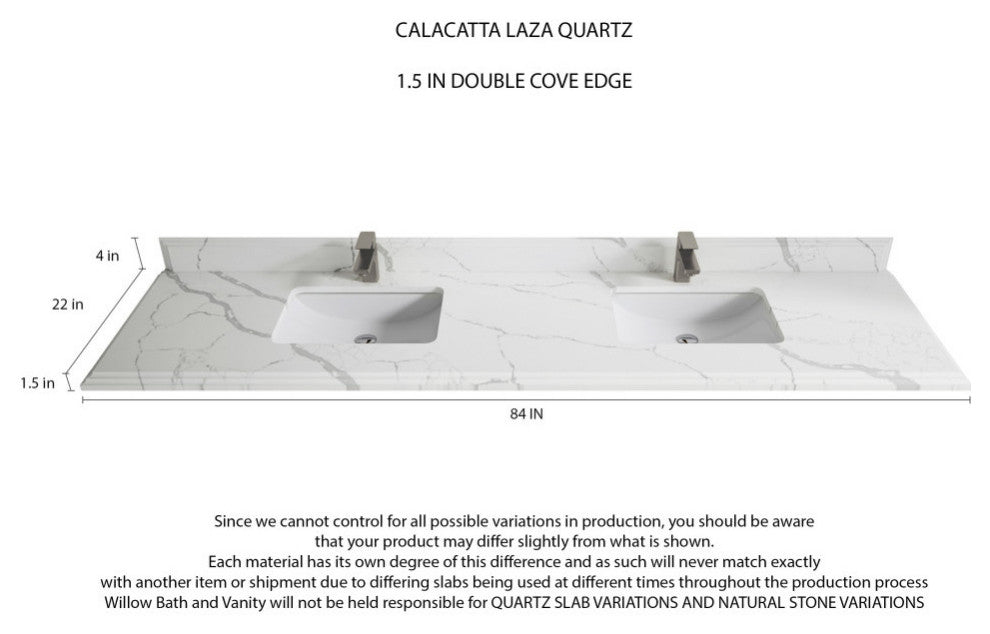 Malibu 84 Double Sink Bath Vanity in Lafayette Green 1.5" Calacatta Laza