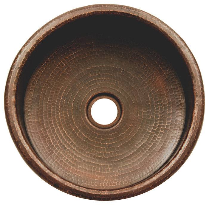 15" Round Bar Vessel Tub Sink, 2" Drain Opening, Drain & Accessories