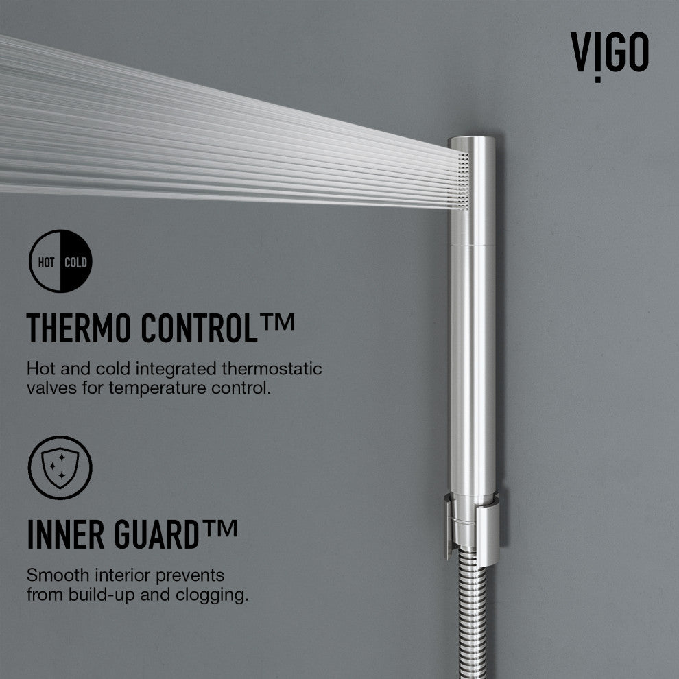 Bowery 58" H x 5" W 4-Jet Shower Panel with Square Shower Head and Tub Filler, Stainless