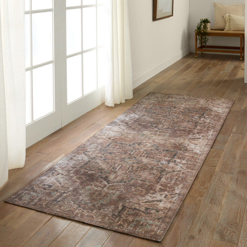 Kate Lester + Jaipur Living Minita Medallion Brown/ Tan Runner Rug 3'X8'