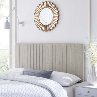 Milenna Channel Tufted Upholstered Fabric Twin Headboard Oatmeal