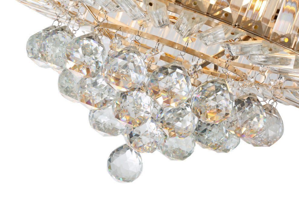 Unique Caged Ceiling Fan with Remote, LED light, Retractable Blades, French Gold