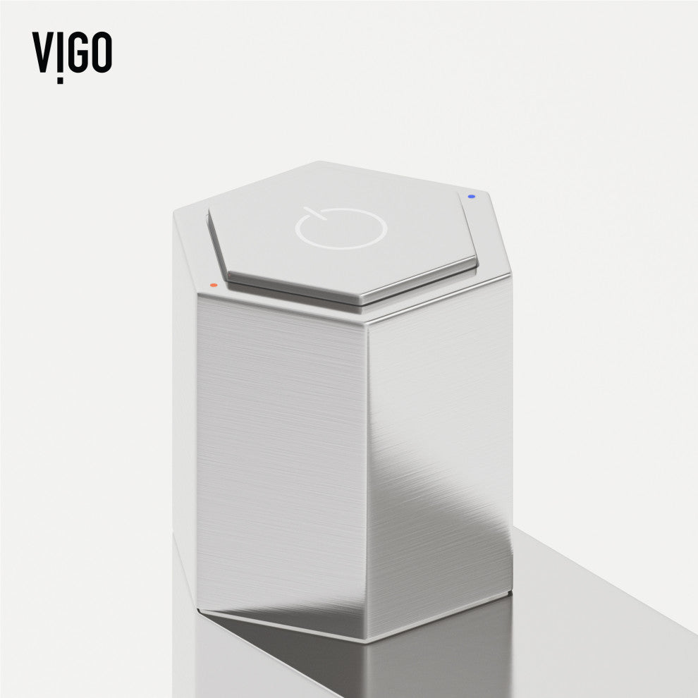 VIGO Nova 8" H Button Operated Single Hole Bathroom Faucet, Brushed Nickel, Without Extras