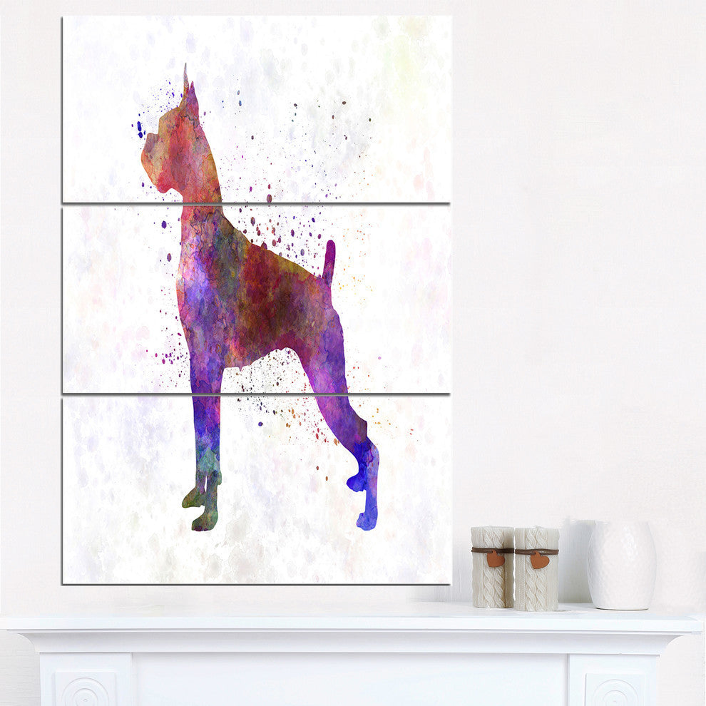 "Boxer in Watercolor" Glossy Metal Wall Art, 3 Panels, 28"x36"
