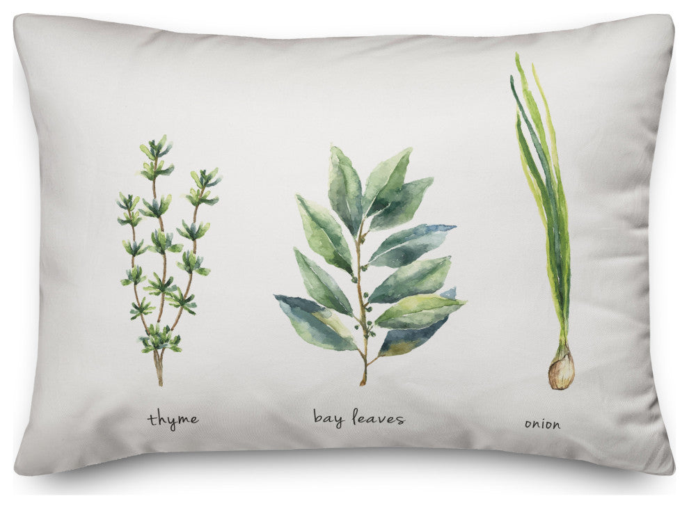 Watercolor Kitchen Herbs Pillow 14x20 Spun Poly Pillow