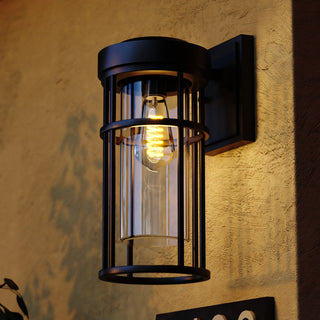 Crestline Aluminum 1 Light Dusk to Dawn Black Outdoor Wall Lantern Clear Glass