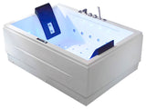 Whirlpool Bathtub 2 Person Jetted Tub 71" LED Air Massage Corner Soaking Tubs