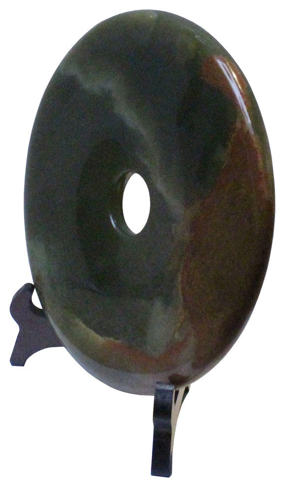 Chinese Natural Green Stone Round Home Decor Display Hws210