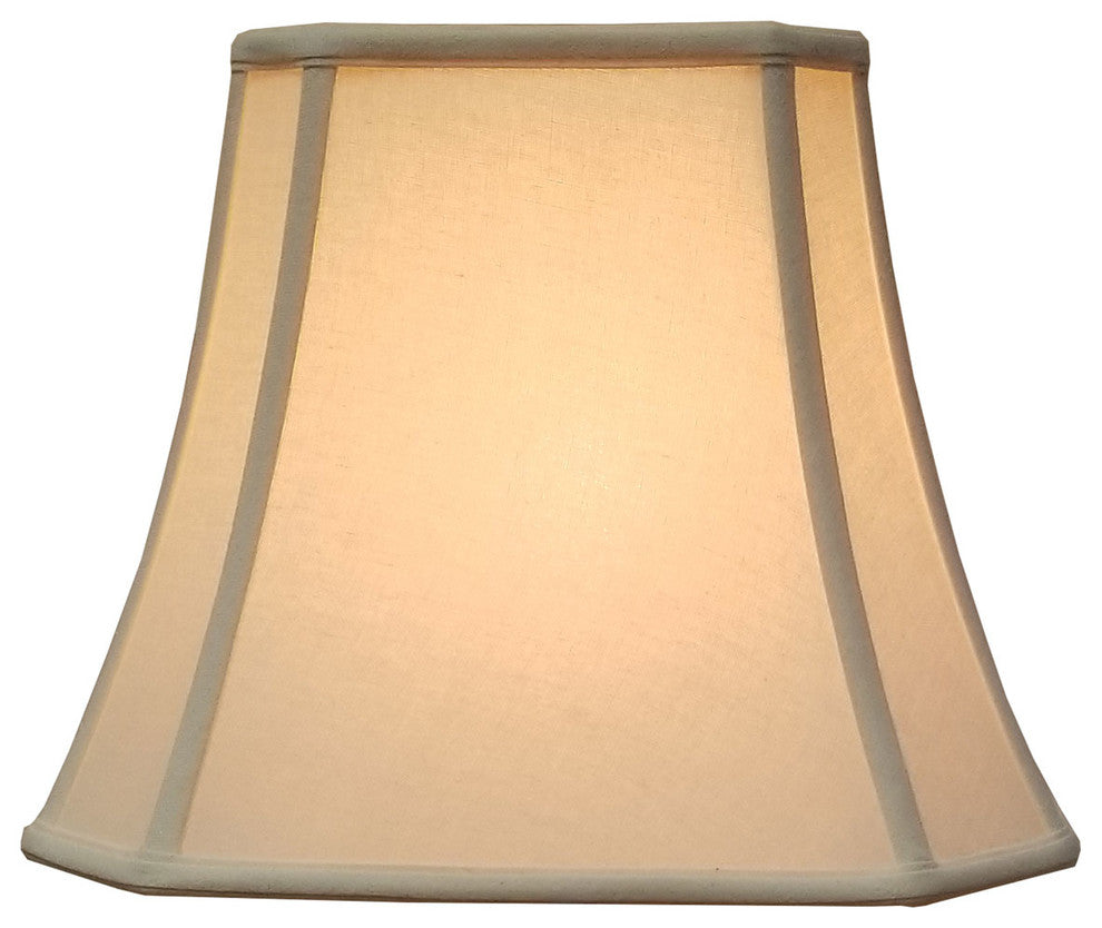 Royal Designs Square Cut Corner Bell Lamp Shade, Linen Eggshell, 9x16x13