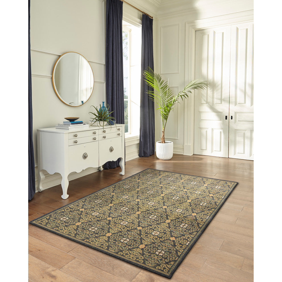 Patio Suzani Diamonds Indoor/Outdoor Rug, Navy, 3'3"x4'11"