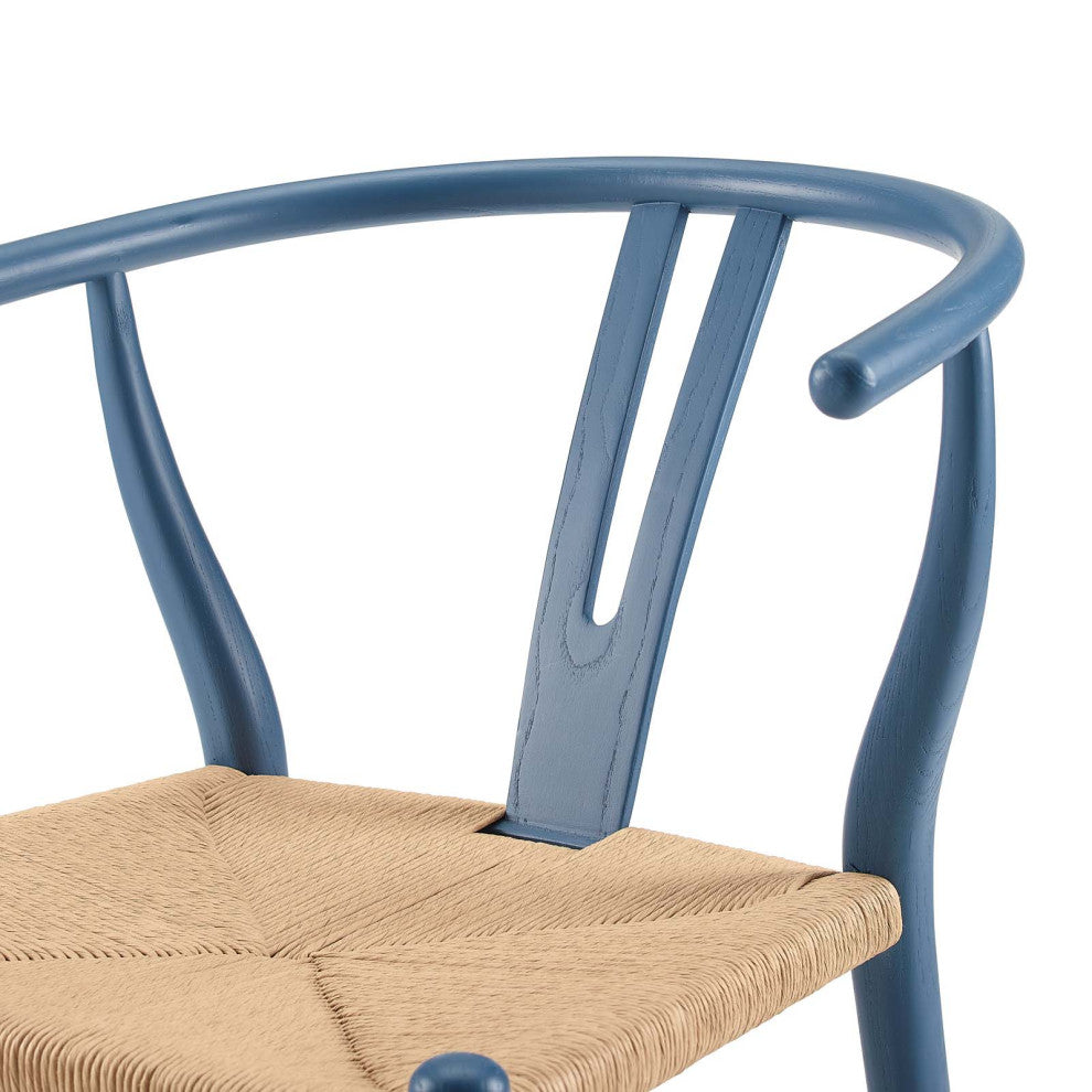 Side Dining Chair, Wood, Blue, Modern, Cafe Bistro Restaurant Hospitality