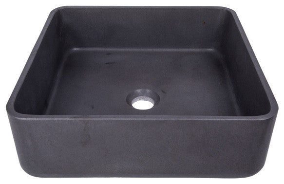 Eden Bath EB_S046LS-H Thin Lip Square Vessel Sink, Black Lava Stone