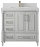 Aberdeen 36 Center Sink Bath Vanity in Coventry Gray 2" Carrara Quartz