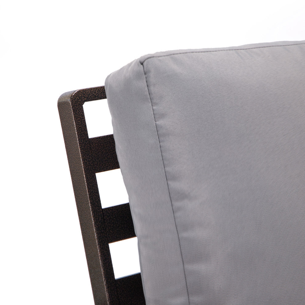 Leisuremod Walbrooke Patio Loveseat With Brown Aluminum Frame, Gray