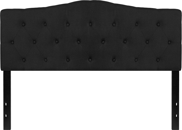 Cambridge Tufted Upholstered Queen Size Headboard in Black Fabric