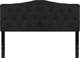 Cambridge Tufted Upholstered Queen Size Headboard in Black Fabric