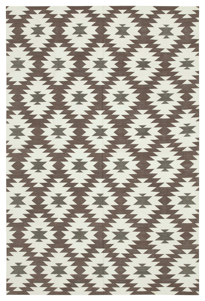 Rug N Carpet - Handmade Wool 5' 9'' x 8' 10'' Geometric Dhurrie Kilim Rug