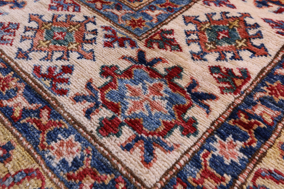 5' 6" X 7' 11" Super Kazak Geometric Hand-Knotted Wool Rug - Q12837