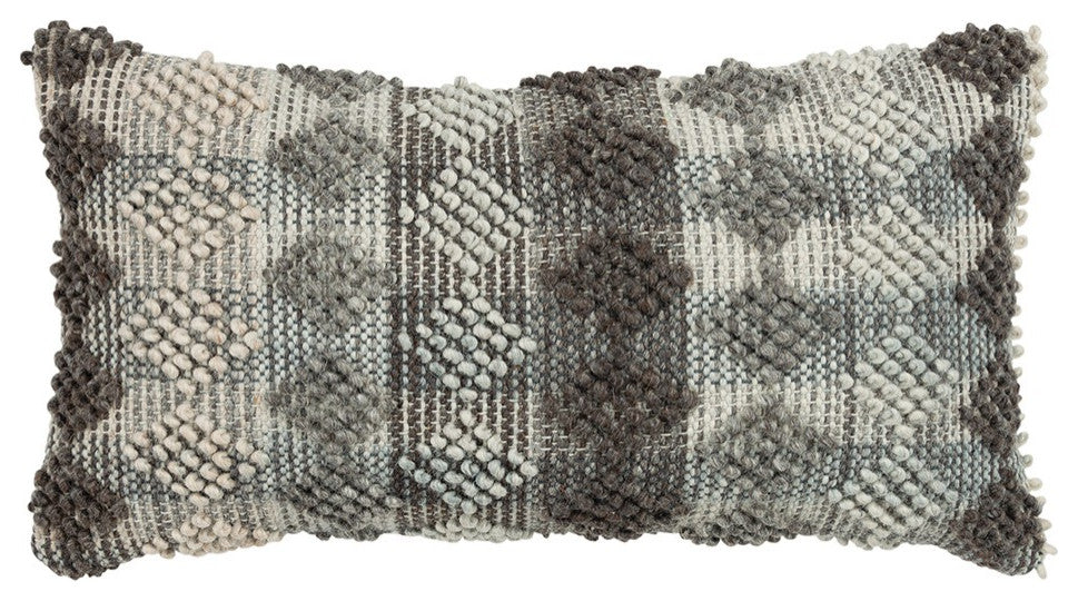 Gray Beige Berber Textured Lumbar Pillow