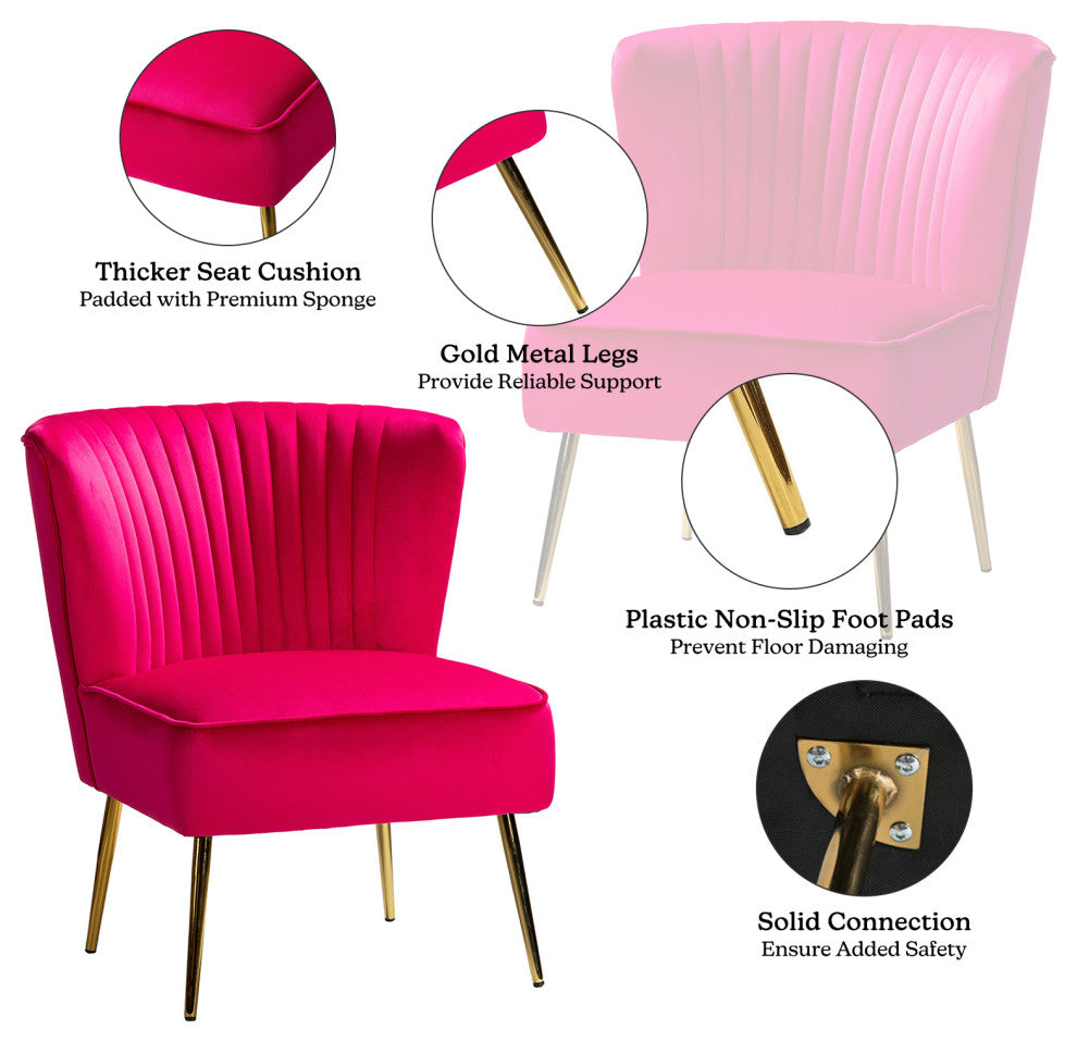 Velvet Accent Dining Chair, Fuchsia