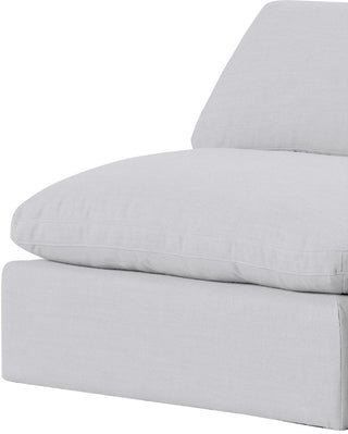 Comfy Upholstered Modular Sofa, White, 3-Piece: 3 Armless Chair, Linen Textured Fabric