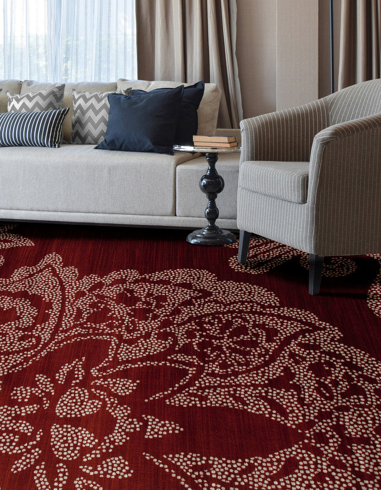 Bastille Large Damask Red 5'3"x7'7" Area Rug