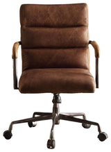 Harith Top Grain Leather Office Chair, Retro Brown, Retro Brown