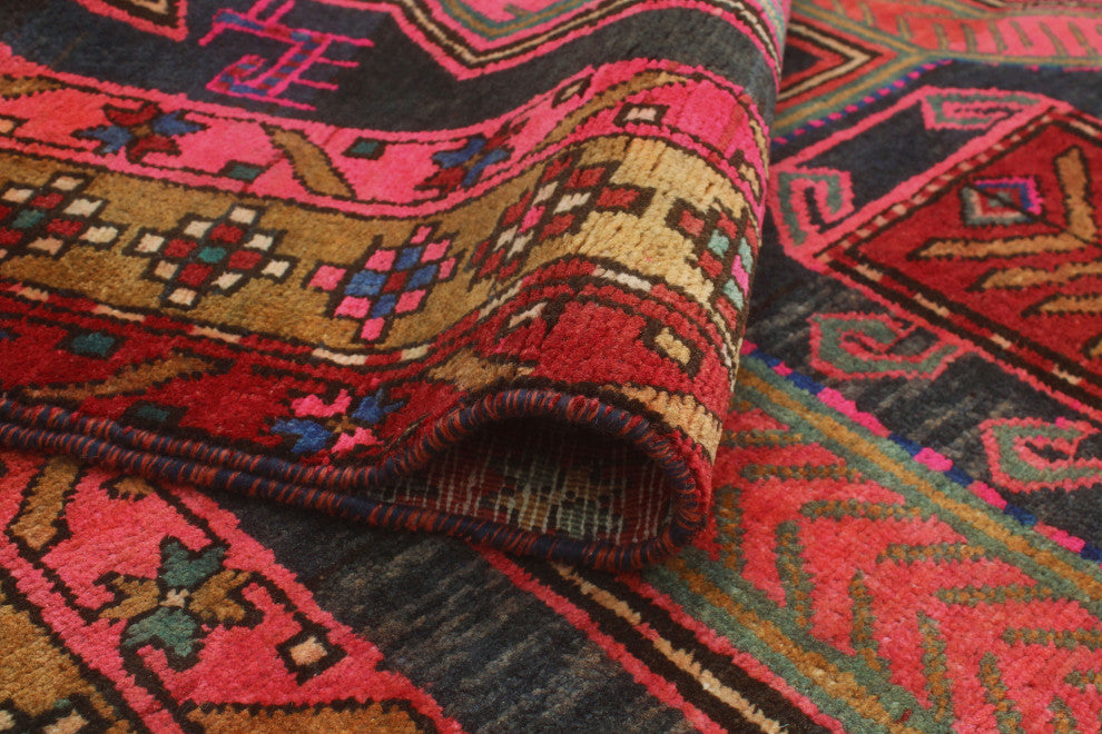 Fine Vintage Distressed Anaid Charcoal/Rust Runner, 4'5x9'2