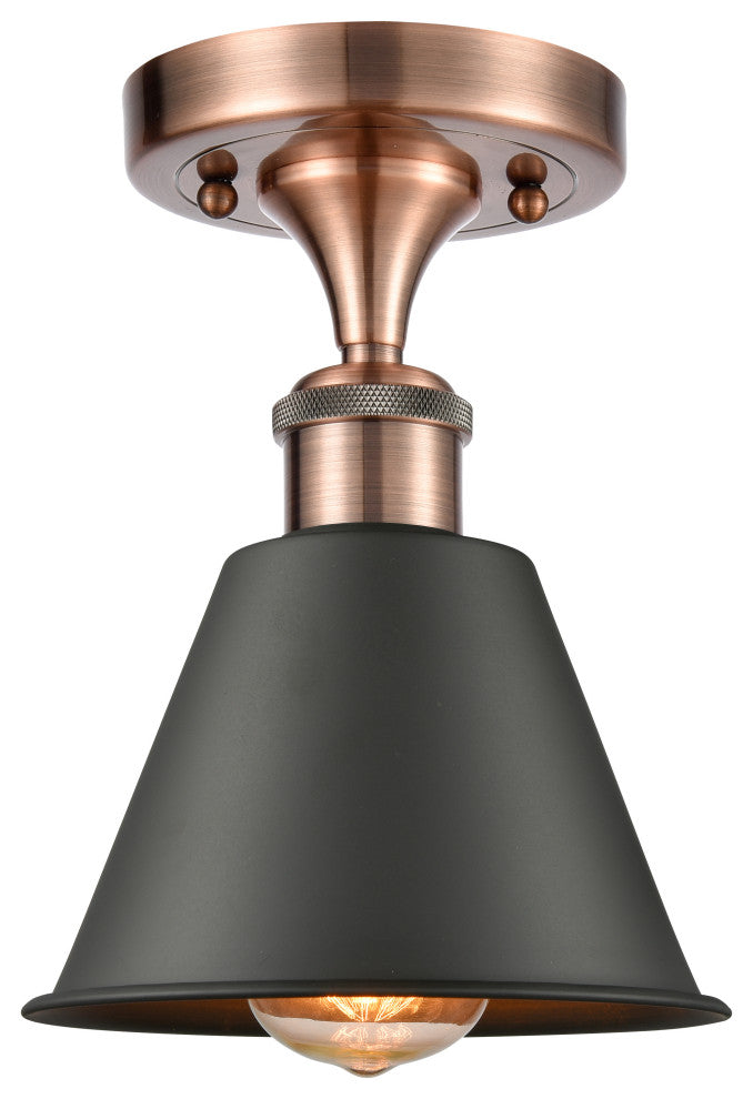 Innovations 516-1C-AC-M8-BK-LED 1-Light Semi-Flush Mount Antique Copper